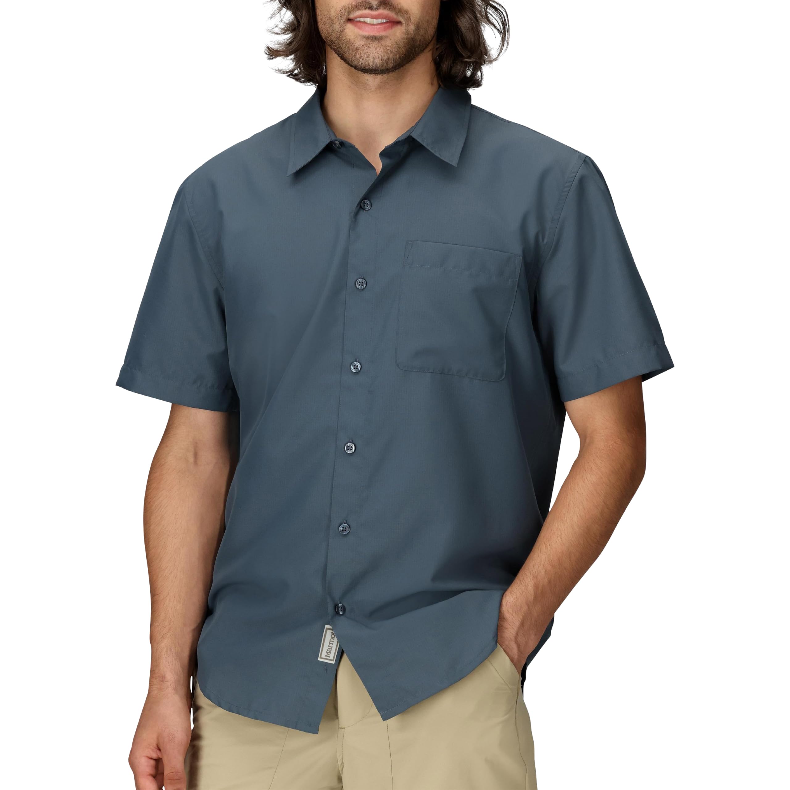 MARMOT Men’s AirExchange UPF 40 Short Sleeve Shirt – Lightweight Breathable Quick-Dry, Thunderhead, XX-Large