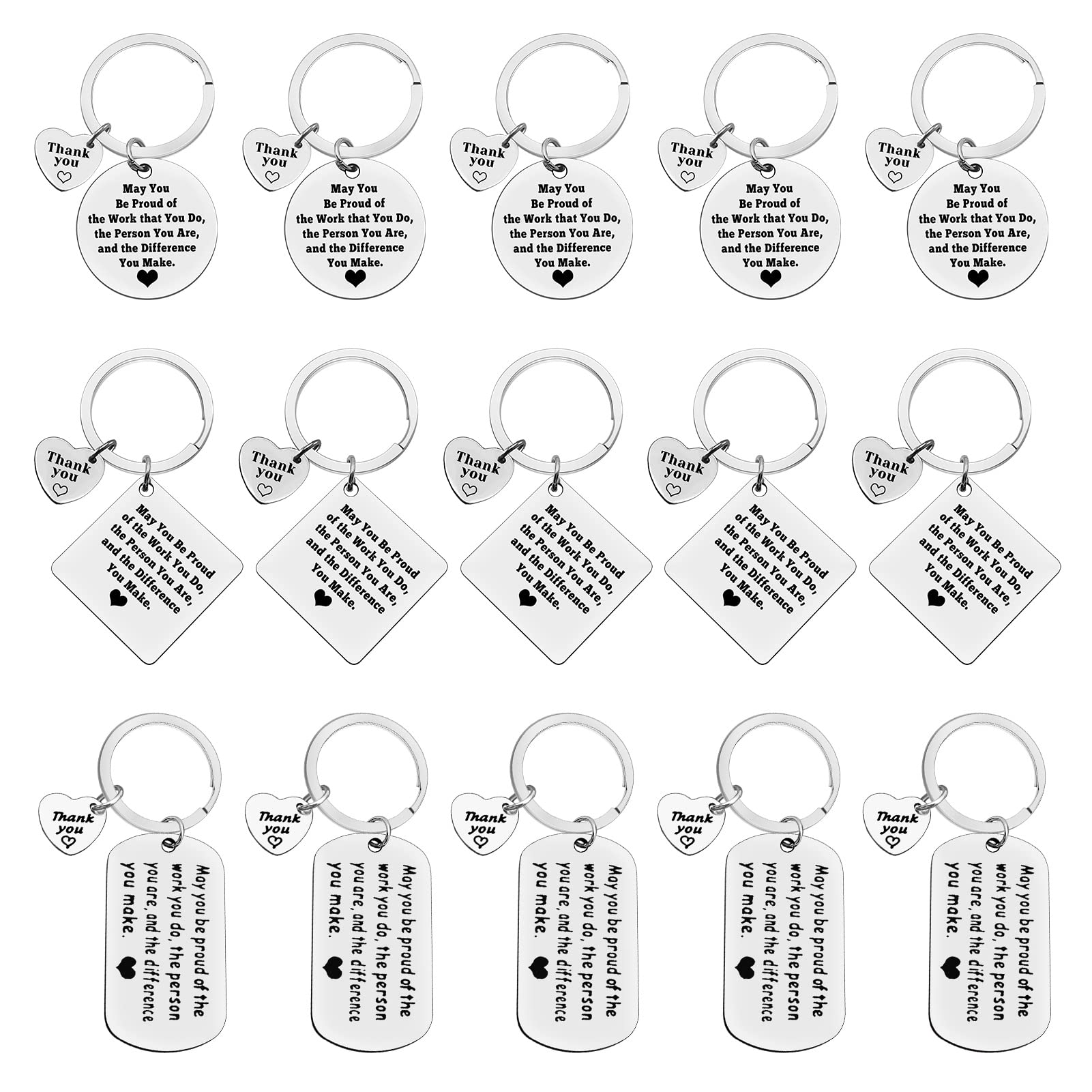 Ximalun 15 Pcs Thank You Gifts Keyring Employee Appreciation Gifts Make a Difference Keyring Gifts for Staff Employee Colleague Thank You Gifts for Nurse Doctor Teacher Mentor Coach Social Worker
