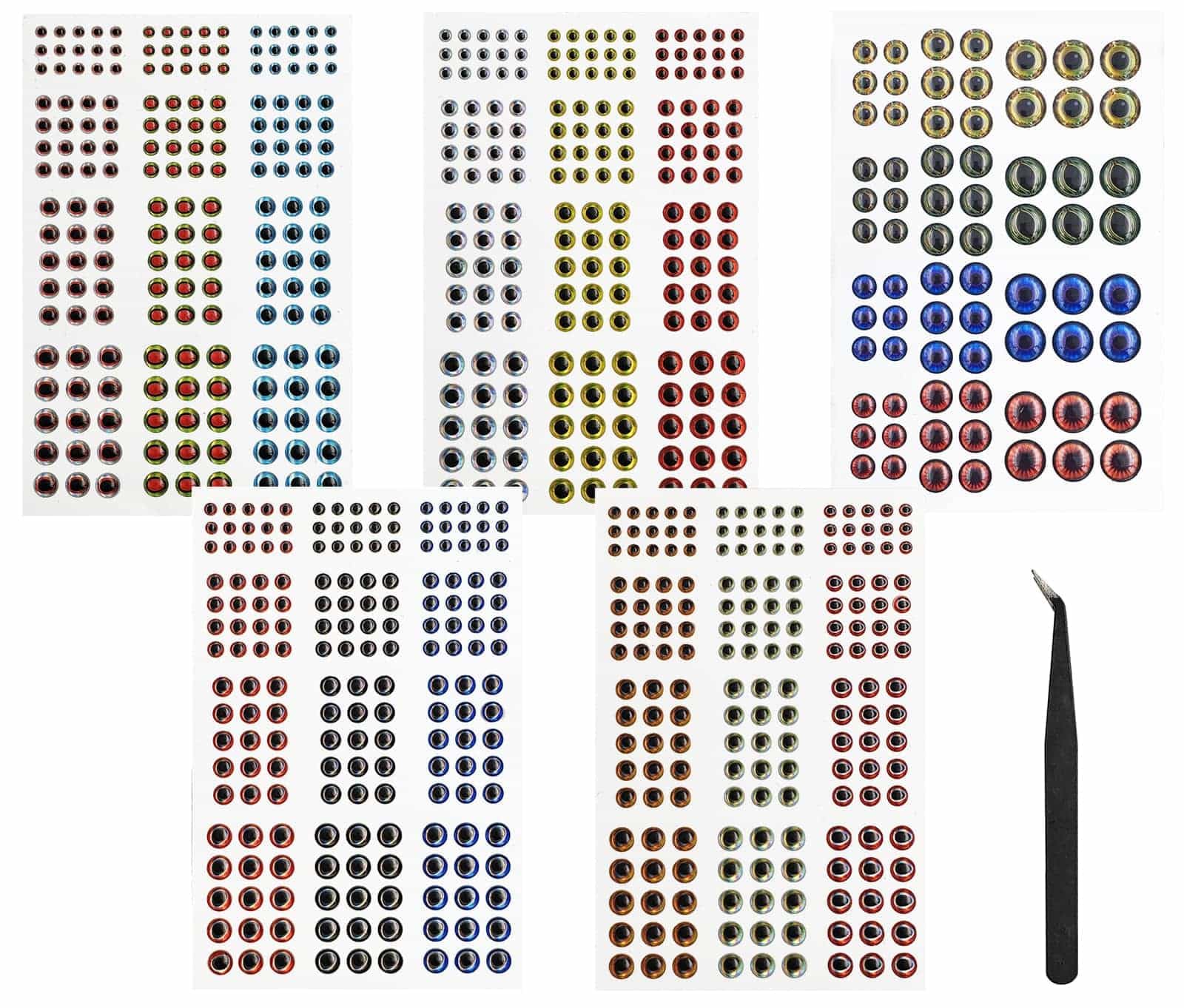 Fish Eyes for Lures Making - Small and Large Fishing Lure Eye 3mm 4mm 5mm 6mm 7mm 10mm Assortment for Fly Tying DIY Materials Tool