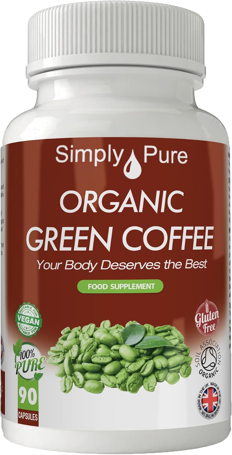 Simply Pure Organic Green Coffee 500mg Capsules 90 Count - Vegan & Gluten Free