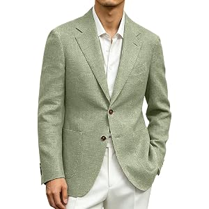 Mens Lightweight Blazer Linen Sport Coat Casual 2 Buttons Suit Jacket | 2 Button, Slim fit, Big Pockets,Lightweight Breathabl