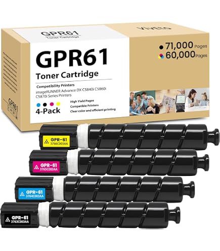 Amazon.com: GPR61 Toner Cartridge Black Cyan Magenta Yellow 4 Pack