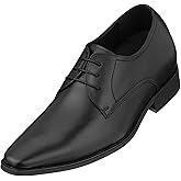 CALTO Men's Invisible Height Increasing Elevator Shoes - Black Premium Leather Lace-up Formal Derby Oxfords - 2.8 Inches Taller - Y5011 - Size 11 D(M) US