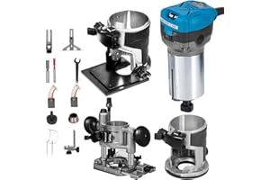 VEVOR Compact Router 1.25HP With Fixed Base, Plunge Base and Tilt Base, Variable Speed Wood Router Kit Max Torque 30,000RPM For Woodworking & Furniture Manufacturing