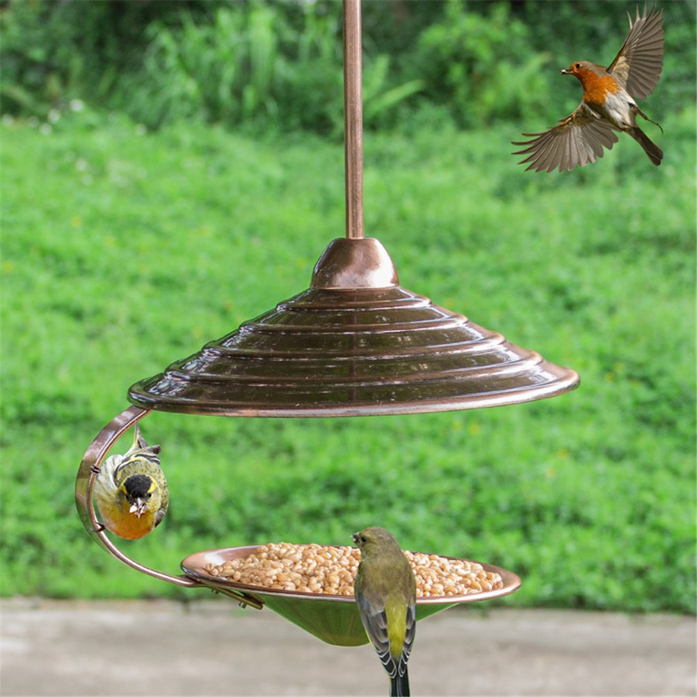 Dbtxwd Bird Feeder Hanging Metal Automatic Feeding Station Wild For Garden Outdoor Decoration 20X20x38.5Cm