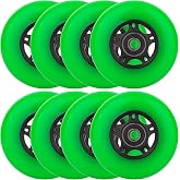 WHEELCOME 8-Pack Inline Skate Wheels, 85A, Indoor &amp; Outdoor | Roller Hockey Wheels with ABEC-9 Bearings for Roller Blades, Scooters, and Luggage (64 mm / 70 mm / 72 mm / 76 mm / 80 mm)