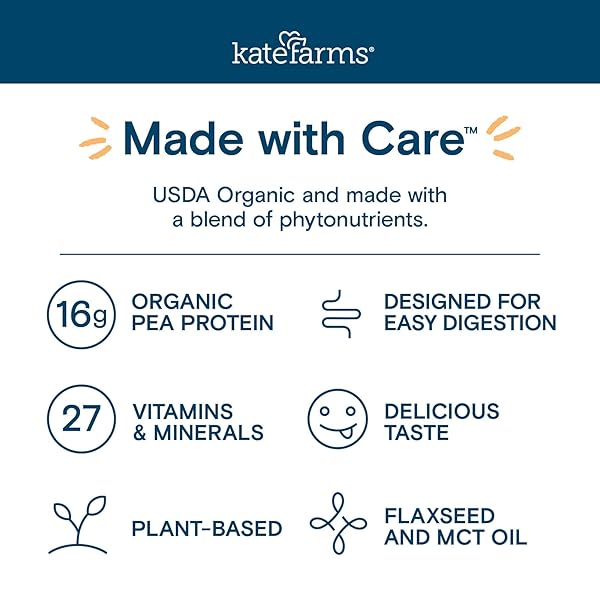 KATE FARMS ORGANIC 1.0 VANILLA NUTRITION SHAKE, 16G PROTEIN, 27 VITAMINS AND MINERALS, MEAL REPLACEMENT SHAKE 11 OZ (12 PACK)