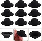 STOBOK 20pcs Mini Felt Top Hats for Dolls - Black & Yellow Decorative Hats view 5