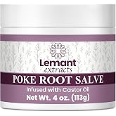 Lemant Organic Poke Root and Castor Oil Salve (4 oz) - Herbal Poke Root Salve infused with Castor Oil, Calendula, Plantain, Red Clover, Boswellia, Shea Butter, and Lavender