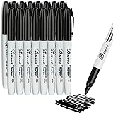 Buecs Permanent Markers, 128 Count Black Permanent Markers, Fine Point, Waterproof & Smear Proof Markers, Quick Drying, Offic