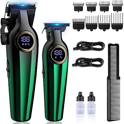 BILLAR Professional Hair Clipper for Men Hair Cutting Kit Men's Beard Trimmer Hair Trimmer Shaver Cordless Barber Clippers and Trimmers(Green)