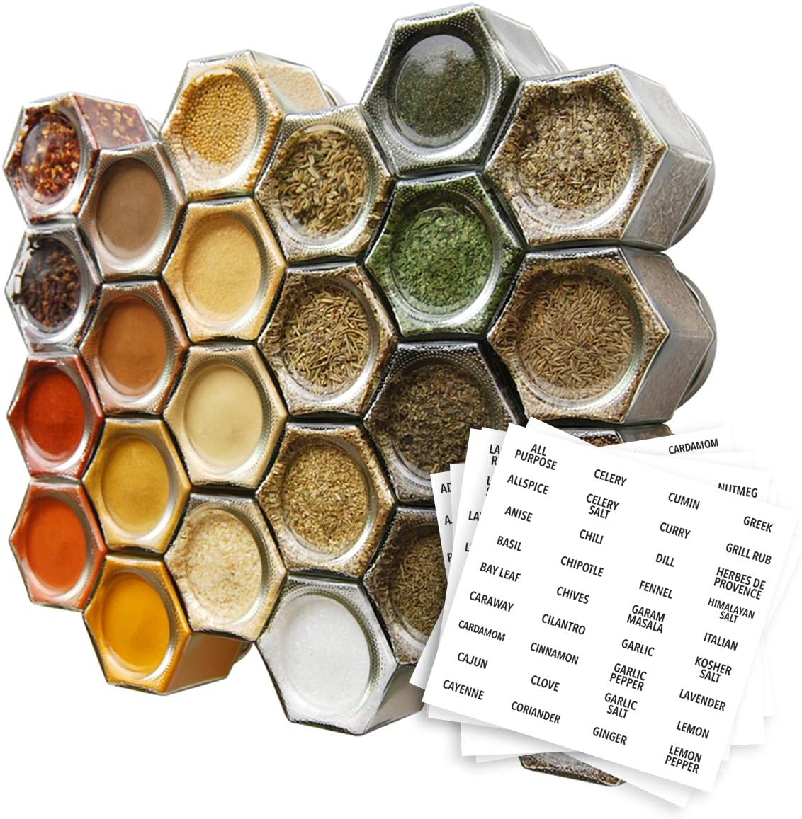 Gneiss Spice Everything Pantry Spice Kit Large Magnetic Jars Filled With Standard Organic 