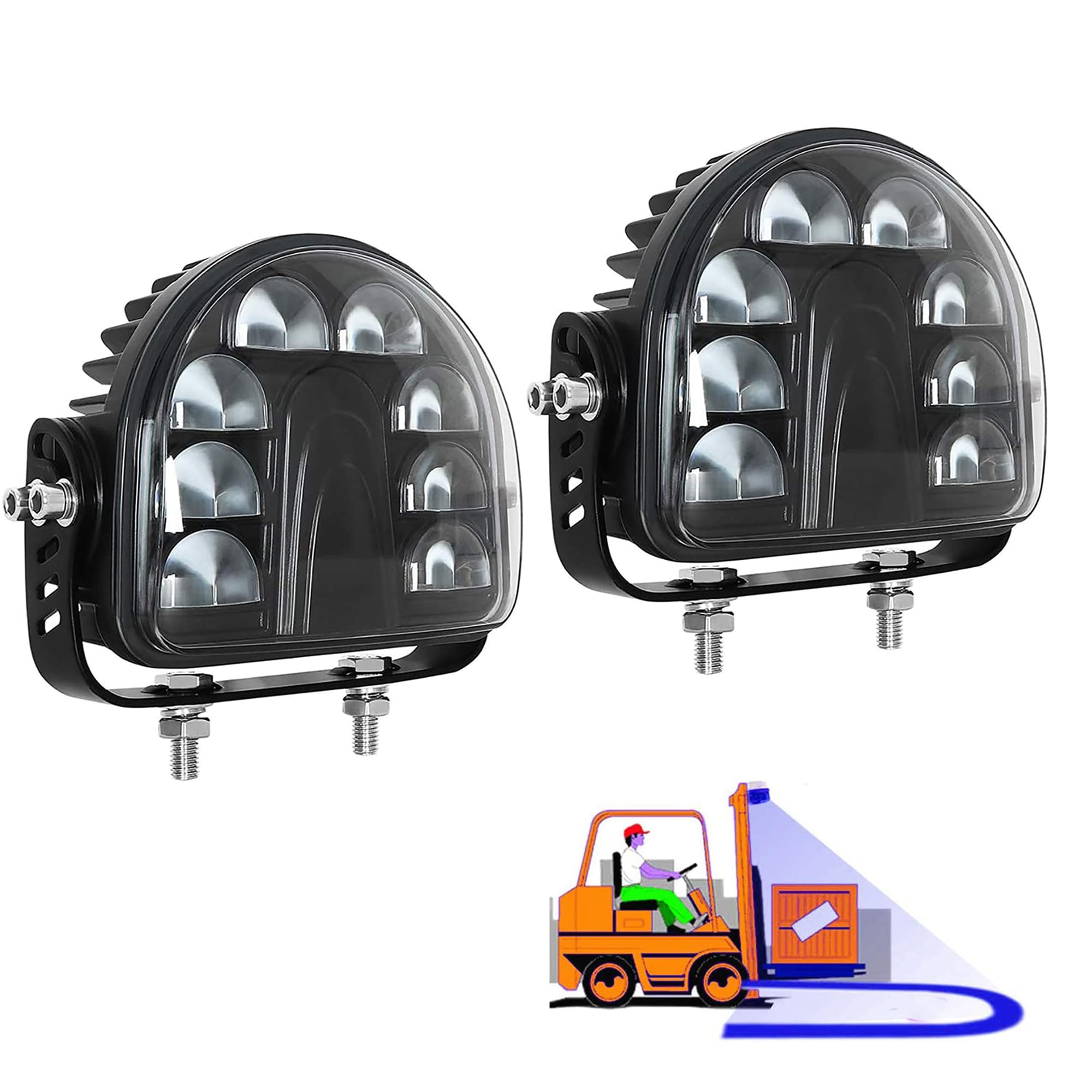 Photo 1 of [2 Pack] Fuguang LED Forklift Lights Blue Arc Forklift Safety Light Warehouse Safe Warning Lights 10V-100V (Blue 2 Pack)