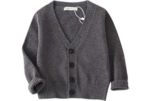 KISBINI Unisex Boys Girls Cardigans Sweater V-Neck Long Sleeve School Uniforms Button Knit Tops