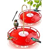eWonLife 2 Pack 16 oz Saucer Hummingbird Feeders for Outdoors, Garden Decor | Built-in Ant Moat, 5 Bee Proof Feeding Ports, BFA Free Plastic, Easy Clean, Leak-Proof Dish-Style