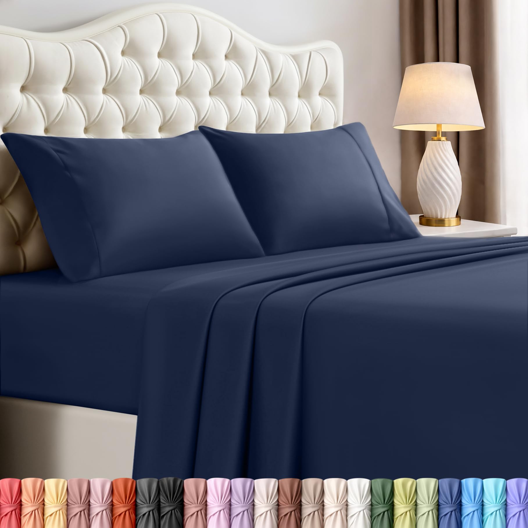 Utopia Bedding Full Bed Sheets Set - 4 Piece Bedding - Brushed Microfiber - Shrinkage and Fade Resistant - Easy Care (Full, Navy Blue) — image 1