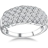 AGRULE Eternity Ring for Men Women Sterling Silver Wedding Band Emerald/Sapphire/Ruby Engagement Rings VVS Moissanite Wedding Rings, Size 6 to 10