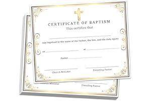 SHIEL-EVEN 25 Gold Foil Baptism Certificates for Church, Baby Dedication Certificates Paper, Baby Baptismal Award Christening Recognition Gifts, 8x10 Inches - M382