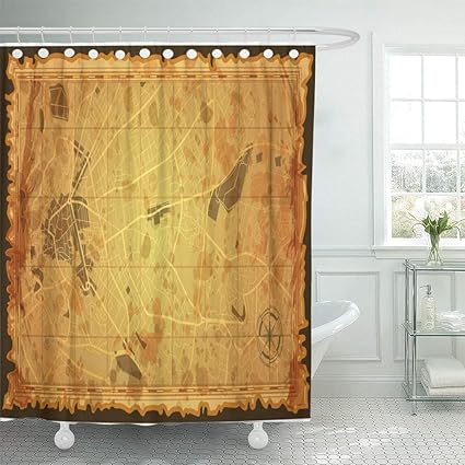 Amazon Com Emvency Waterproof Fabric Shower Curtain Hooks Brown