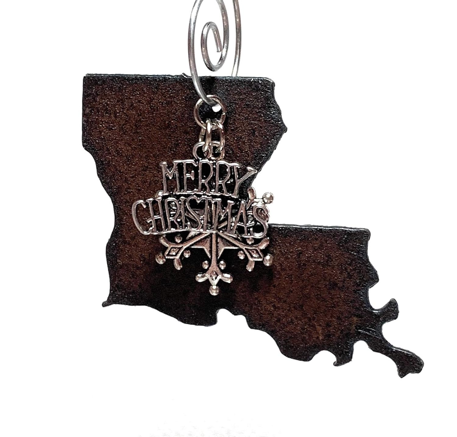 Louisiana Christmas Ornament, 2.5" inch, Rustic Metal