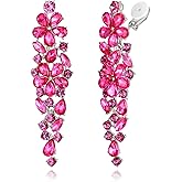 EleQueen Sparkle Marquise Rhinestone Crystal Statement Clip-On Dangle Earrings for Women, Crystals Art Deco Prom Chandelier Jewelry for Wedding Bridal