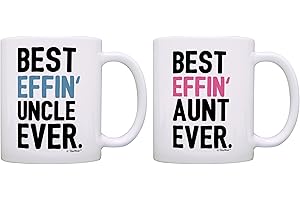ThisWear Aunt Uncle Gifts Best Effin Aunt and Uncle Ever Bundle Funny Aunt Uncle Gifts 2 Pack 11oz Ceramic Coffee Mug Set