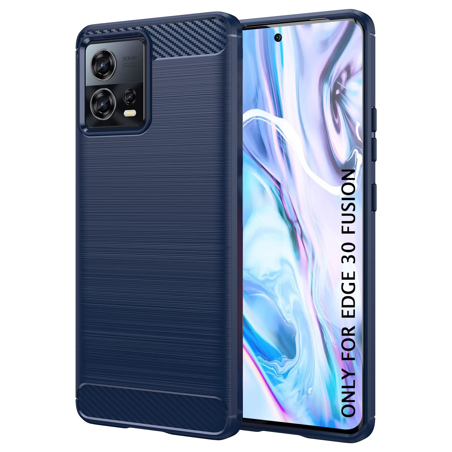 SCL Case for Moto Edge 30 Fusion Case Motorola Edge 30 Fusion Case [Blue], Carbon Fibre Effect Gel Grip Protection Cover [Anti Scratch][Anti Collision] Case Compatible with Motorola Edge 30 Fusion