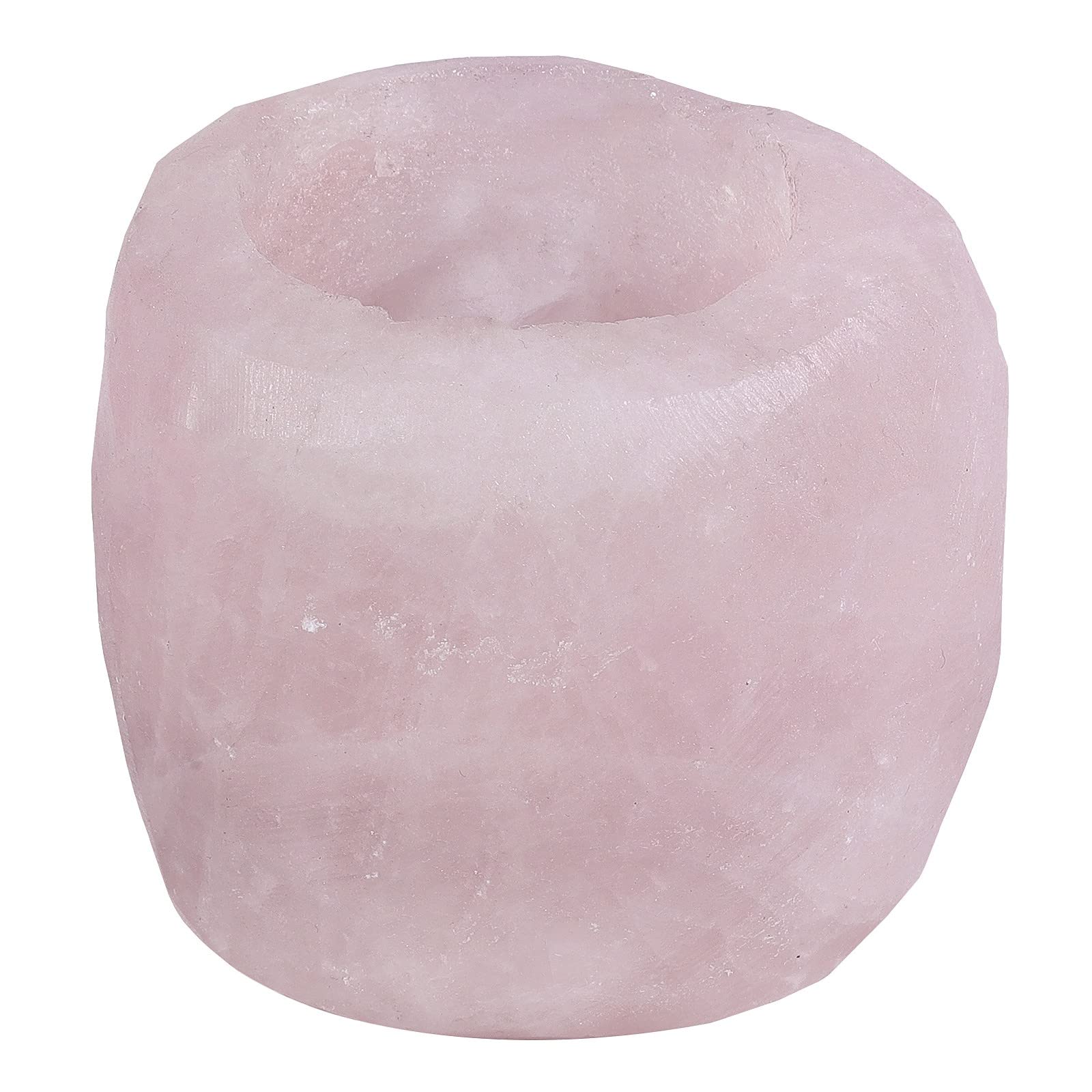 KYEYGWO Rose Quartz Natural Crystal Candle Holder Ornament, Healing Crystal Stone Candle Holder Elegant Look Tea Light Holder Candle Sets for Decoration