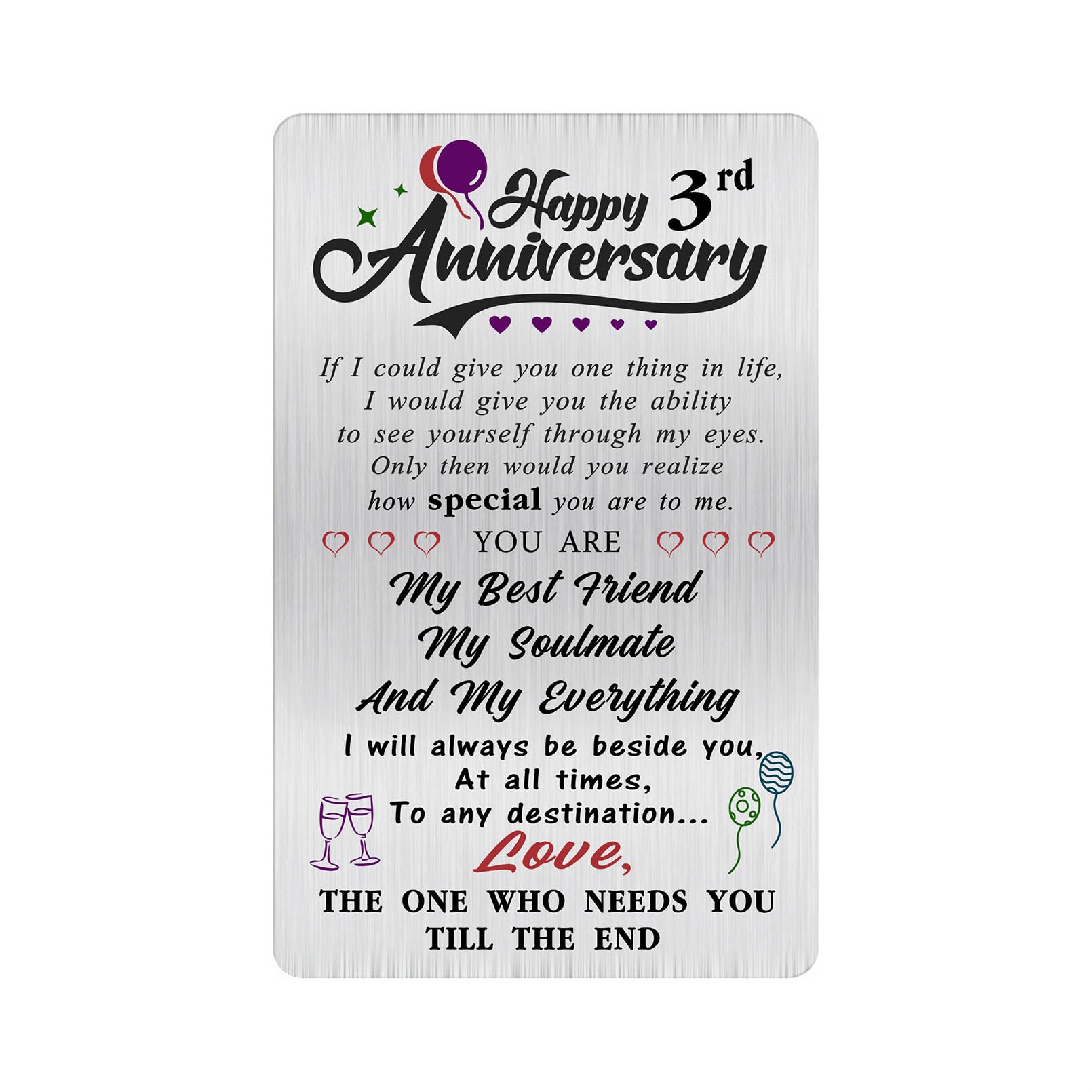 Alotozo 3 Year Wedding Anniversary Card - Happy 3nd Wedding Anniversary Cards Gifts for Husband Wife - 3 Years Anniversary Card for Him Her