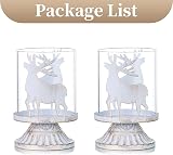 Sziqiqi Vintage Metal Pillar Candle Holders Set of 2 Deer Distressed Hurricane view 9