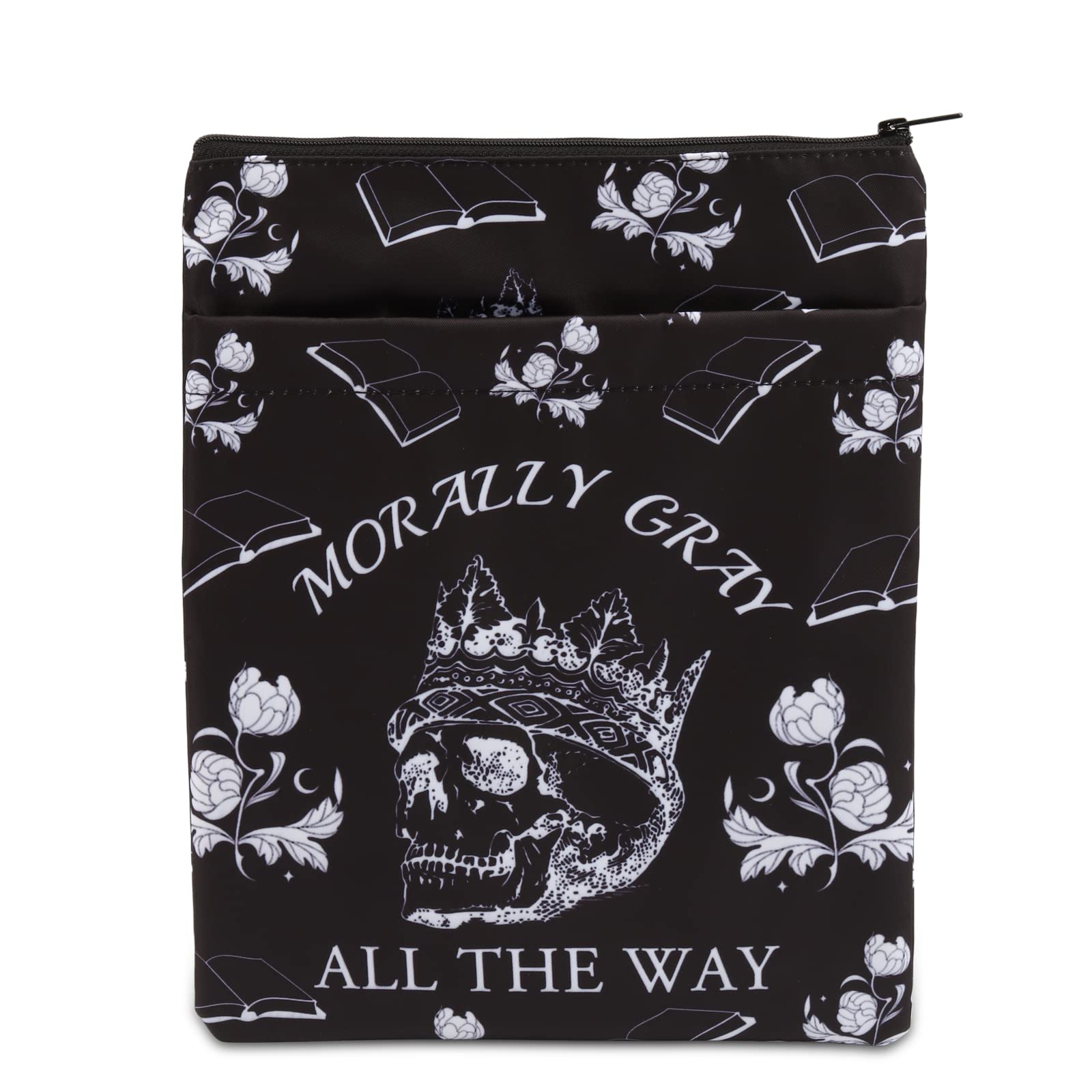 PLITI Dark Romance Book Sleeve Morally Gray Gift Book Lover Gift Morally Gray All The Way Skull Book Protector for Reader (morally Way BSblU)
