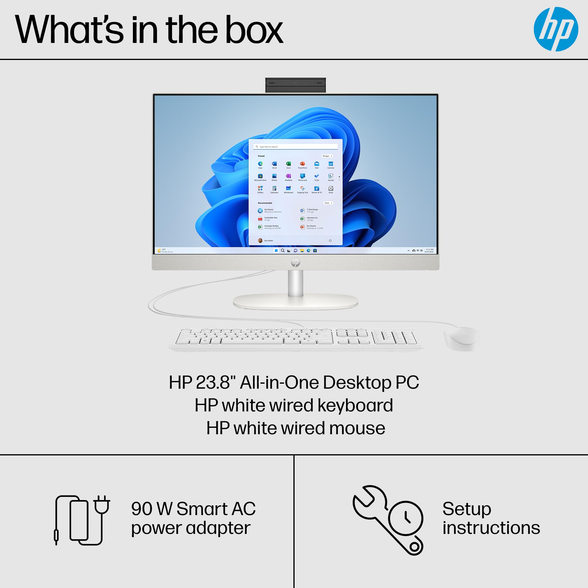 HP 24 inch All-in-One Desktop PC, FHD Display, AMD Ryzen 7 7730U, 16 GB RAM, 512 GB SSD, AMD Radeon Graphics, Windows 11 Home, 24-cr0032 (2024)