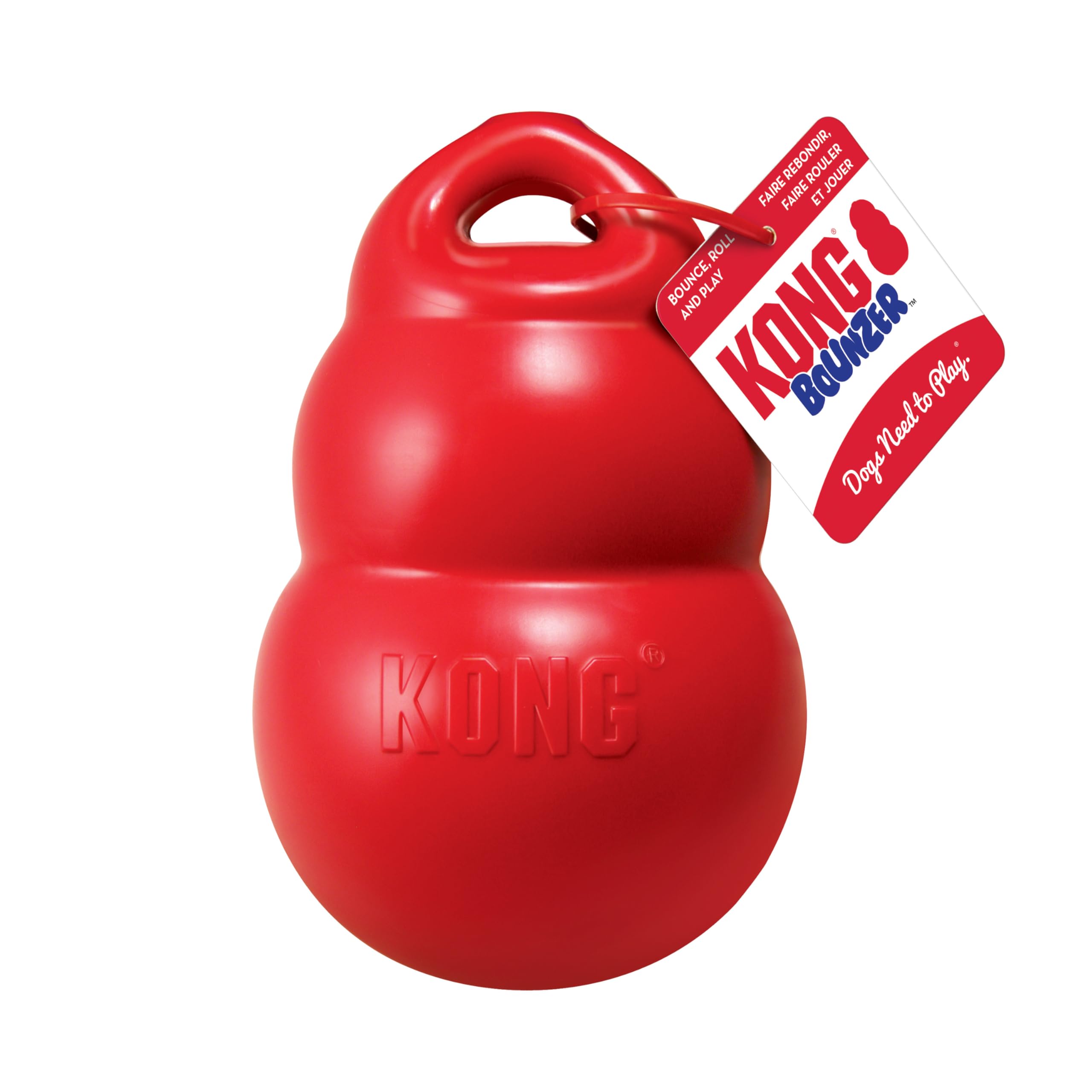 KONG Bounzer Dog Toy - Soft and Flexible Oversizes KONG Shaped Fetch Toy - Large, Red