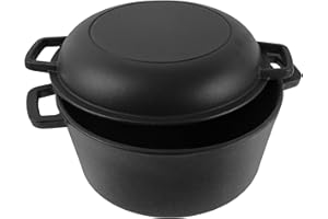BBQ Future Cast Iron Dutch Oven | 5 Quart Cast Iron Multi Cooker Stock Pot For Frying, Cooking, Baking & Broiling on Inductio