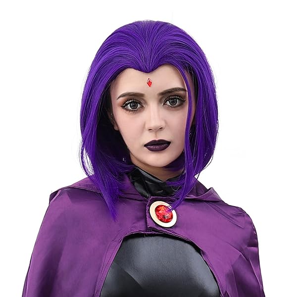 MUPUL PURPLE SHORT WIG COSPLAY SHORT BOB WIG PURPLE HALLOWEEN COSTUME WIGS FOR WOMEN