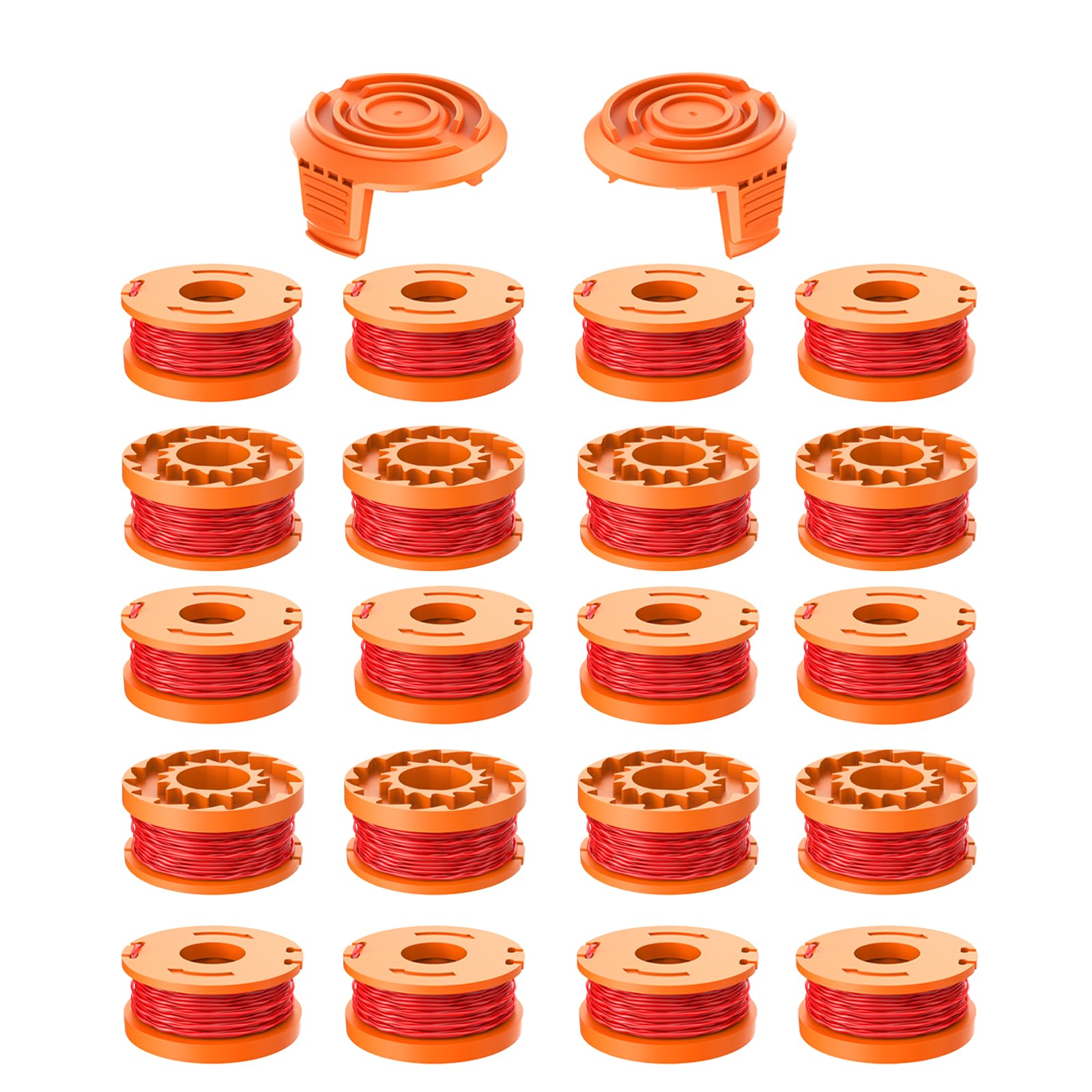 Photo 1 of RISELION WA0010 String Trimmer Line Spool Compatible with Worx Weed Eater, Replacement Spool Refills 0.065 inch for Worx String Trimmers (20 Trimmer Spool + 2 Replacement Cap Cover)