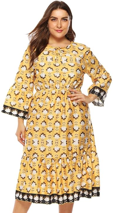 amazon plus size yellow dresses