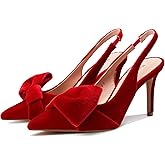 Manoloshow Women's Slingback Pumps Bow Pointed Toe Pumps with Elasticated Strap Pumps for Women 3.3" High Heels Evening Comfy Dress Shoes