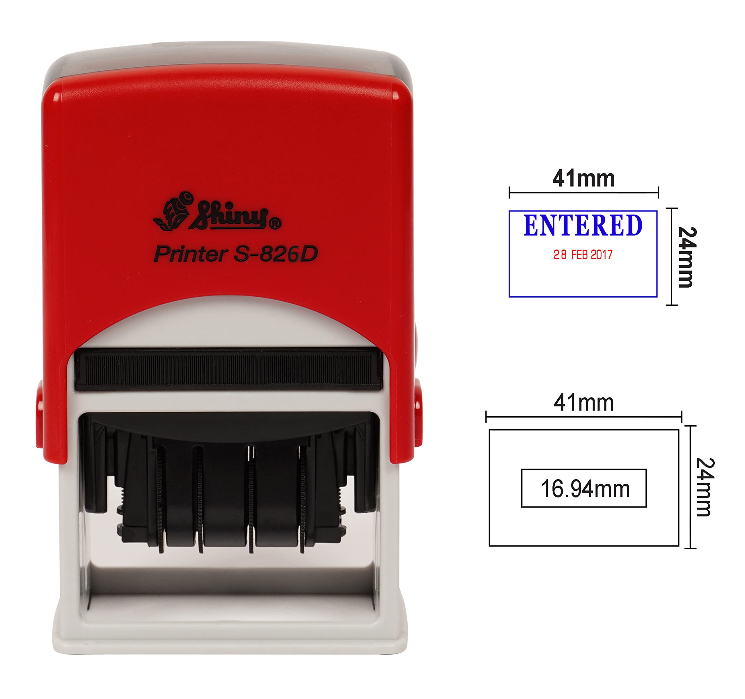 Shiny Date Stamp Self Inking with Entered Text Ofiice Stationery Rubber Stamper S-826D