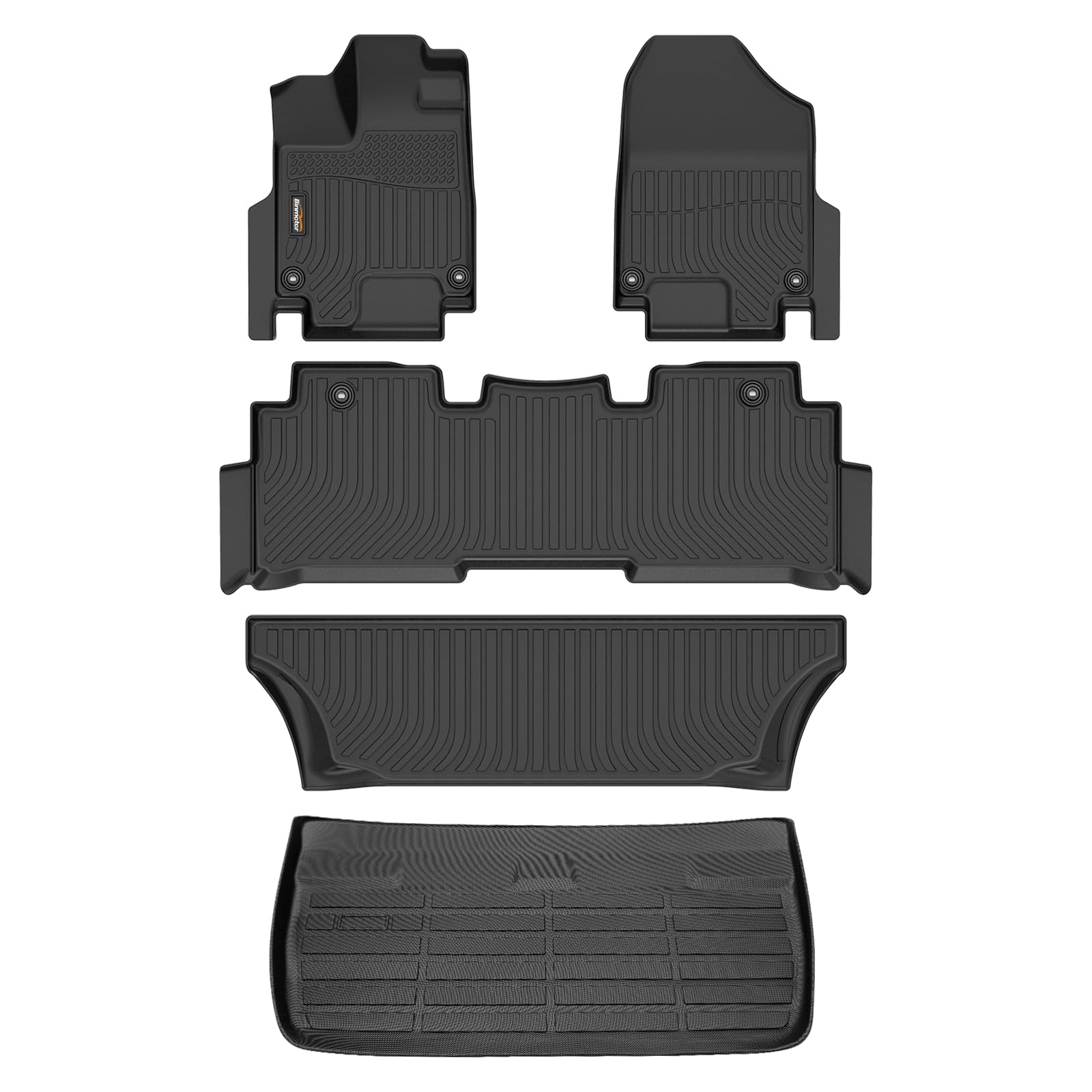 Binmotor-Floor Mats & Cargo Liner Set for Honda Odyssey 2018-2025, All Weather Mats Cargo Trunk Mat Waterproof Car Mats for Honda Odyssey Accessories Custom Fit Image