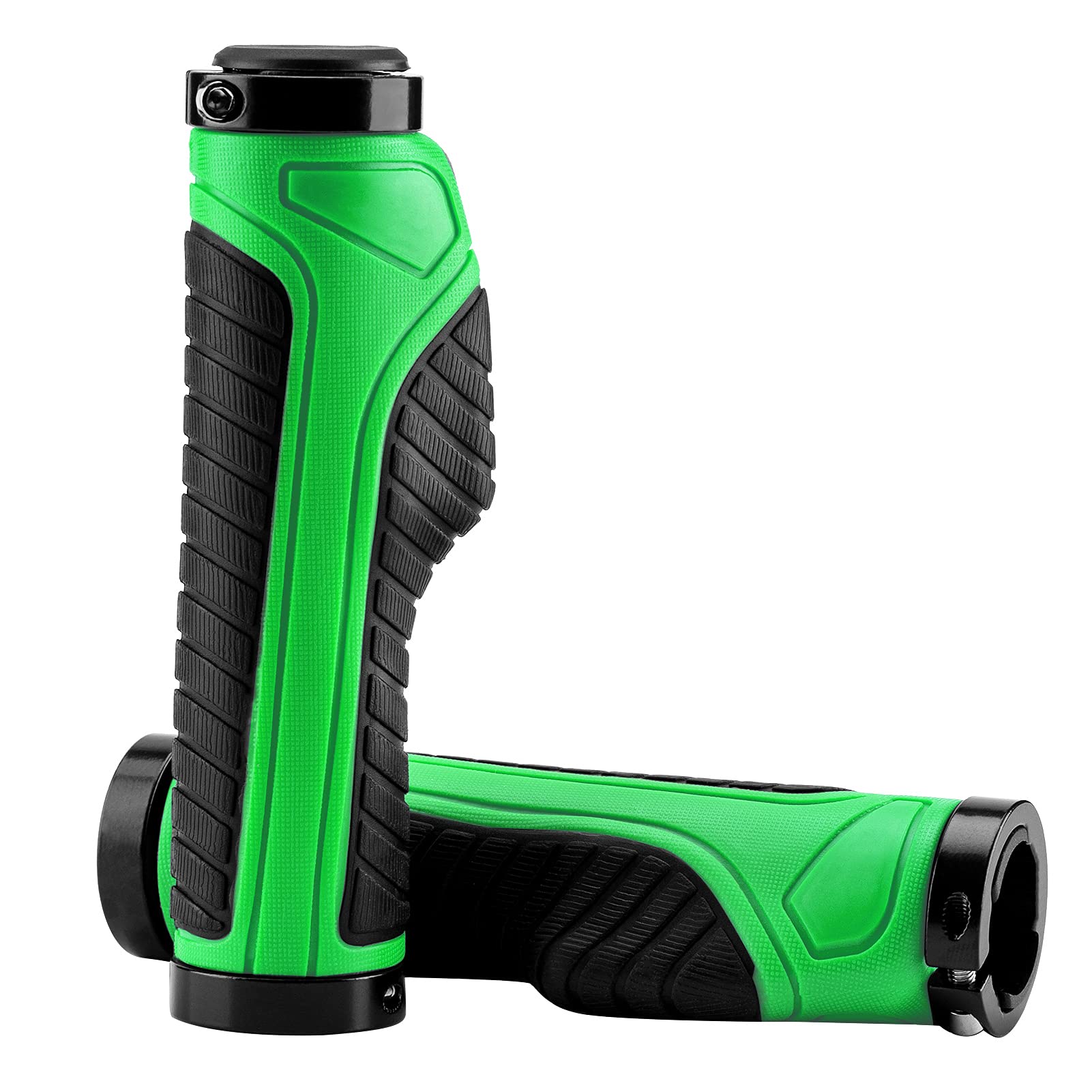 ROCKBROS Bike Grips Bicycle Handlebar Grips Double Aluminum Clamp Lock On Covers Handlebar Covers for MTB BMX Mountain Bike Green