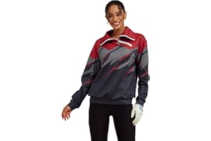 ACEGOLFS Womens Quarter Zip Golf Sweatshirts Casual Long Sleeve Turtleneck Pullover Sweaters Loose Printed Ladies Workout Top