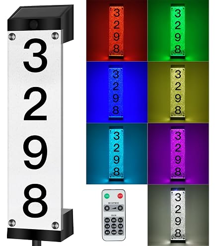 SNFKQPADJ Solar House Numbers – 3 Adjustable Color Temps (3000K/4000K/6000K), Stainless Steel, Waterproof, Auto Light-Sensing, Easy Wall Or Lawn Mount