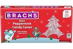 Brach's Bob's Mini Peppermint Candy Canes, 35ct - Individually Wrapped Holiday Classic, Perfect for Baking, Decorating, and Sharing