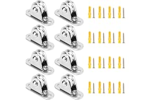 Biugaaufai 8 PCS Small Pulley Block, 403 Stainless Steel Silent Pulley Wheel, Heavy Duty Fixed Pulley Block, Load Capacity 176 lbs, Wall Ceiling Mount Silent Pulley Wheel for Lifting and Rope Handling