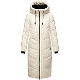 Marikoo Women's Long Winter Coat with Hood & Detachable Faux Fur Collar - Quilted Calf-Length Jacket - Nadaree XVI XS-XXL