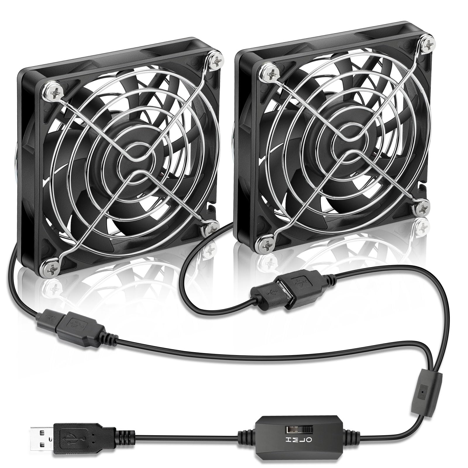 GDSTIME 80mm USB Fan 5V 80 x 15mm Computer Fan 8CM PC Case Fans 2500 RPM 8015 DC Brushless Cooling For Router TV Box Projector Game Console