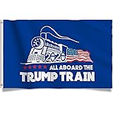 Kaiyuan Dynasty Trump Flag Train Donald Trump Flags Support for President 2020 Banner - All Aboard The Trump Train 3 x 5 feet