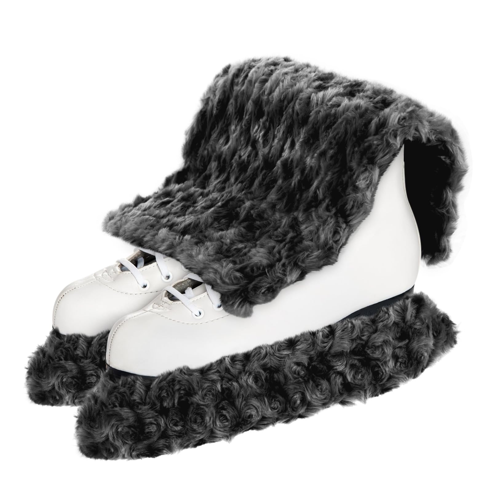 lasuroa Ice Skate Blade Covers And Towel, Ice Skate Guard Fuzzy Ice Skating Guards And Soakers Soft Skate Blade Covers for Kids Adults Ice Skating Accessories Protector Gifts (Black, M)