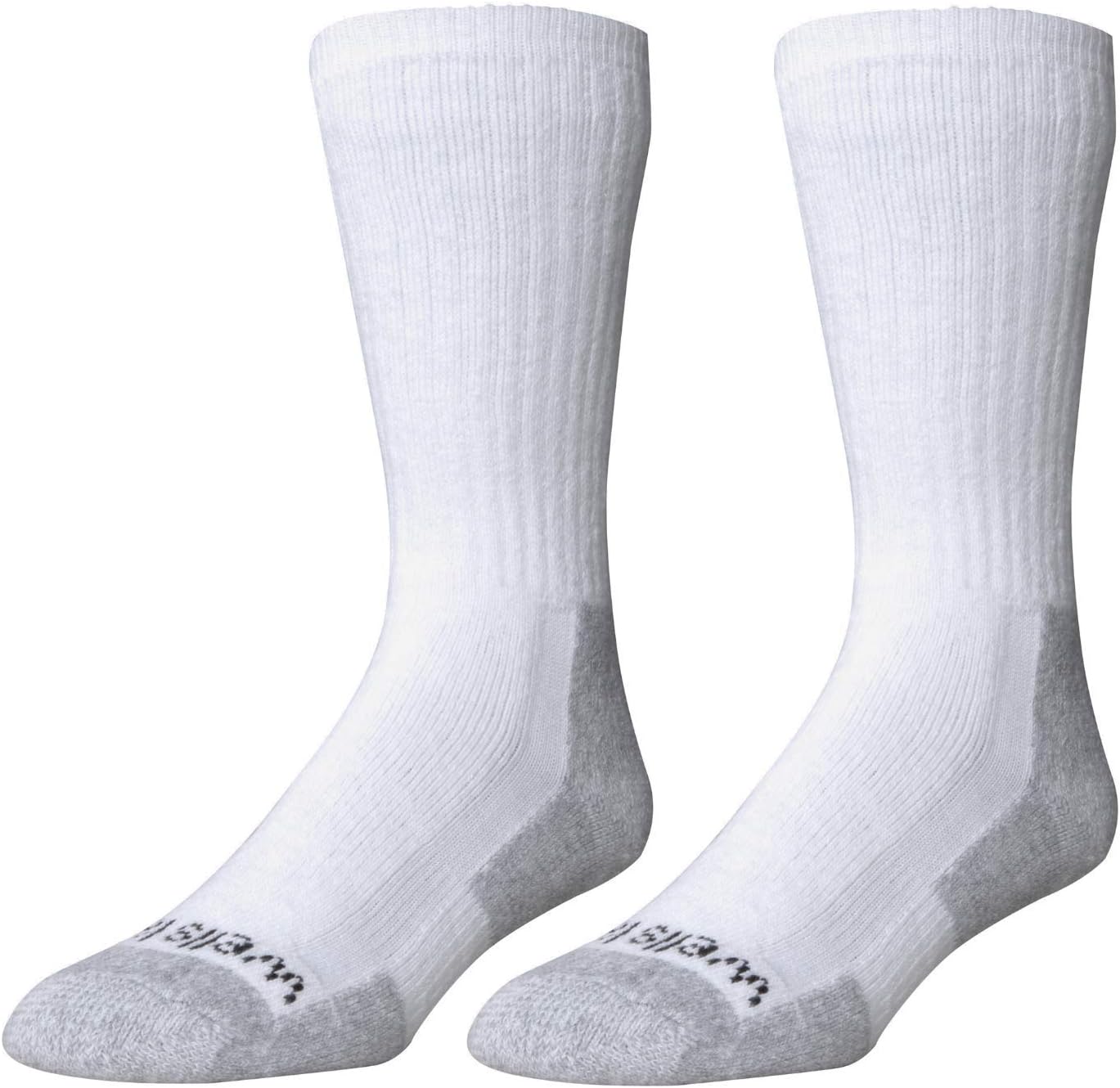 Men’s White Crew Work Socks, Sizes 79, 2 Pairs (Wells